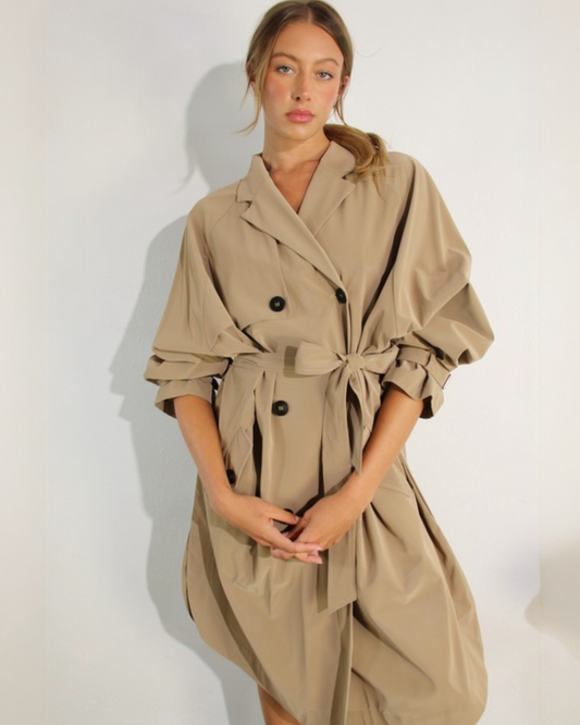 Faux Leather Trench Coat