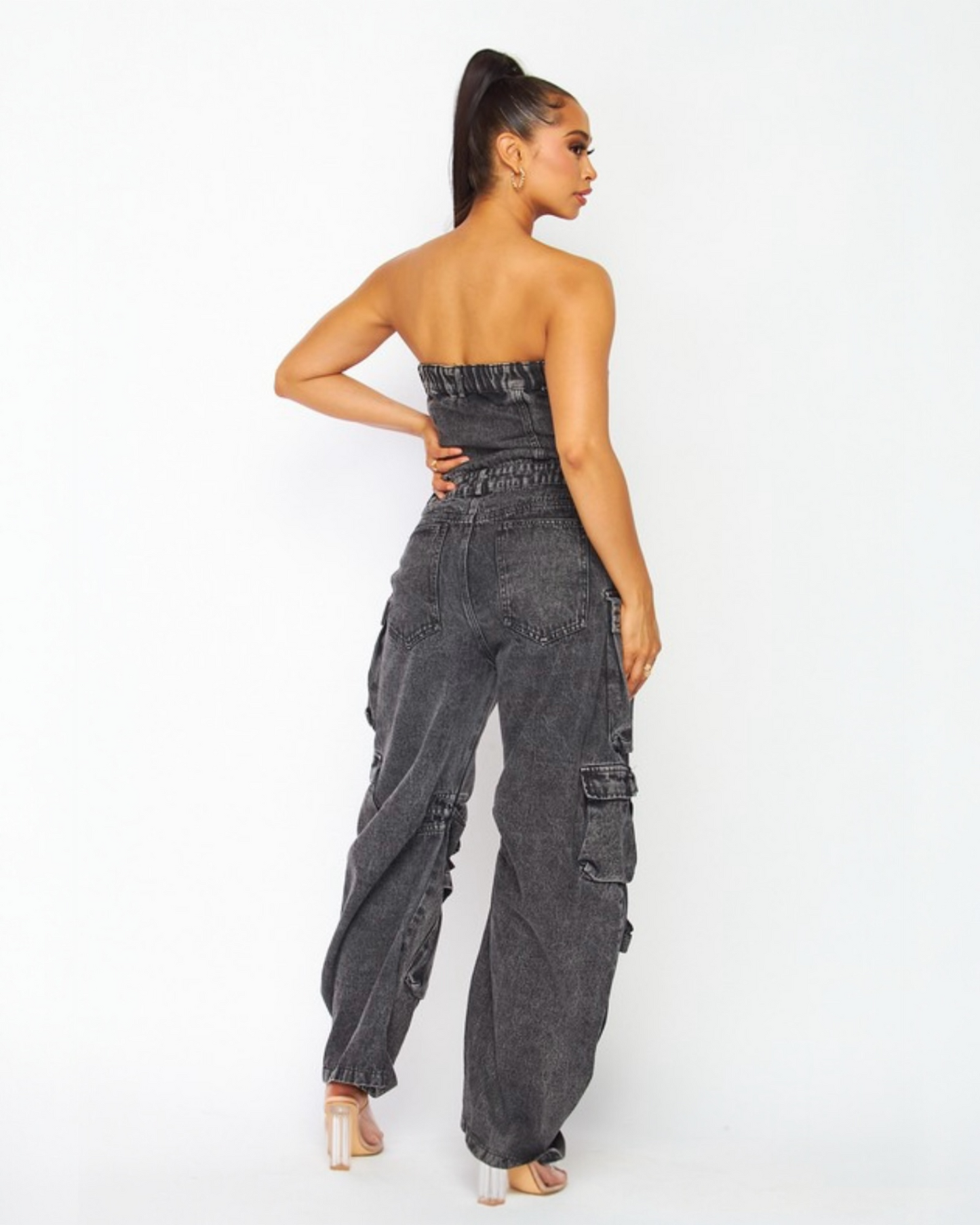 Wide Leg Cargo Jumpsuit