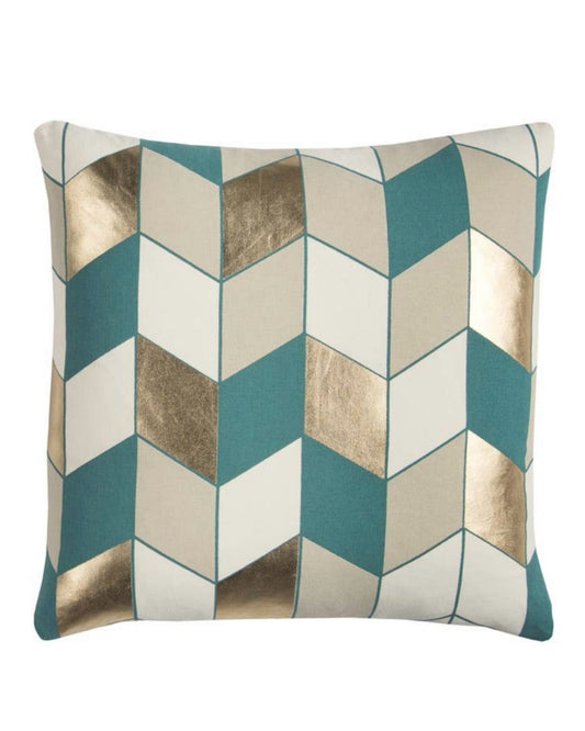 Radiant Gold and Teal Chevron Throw Pillow